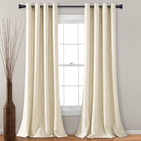 Lush Decor Swirl Neutral 52 in. W x 84 in. L Light Filtering Curtain Panel (Set of 2)