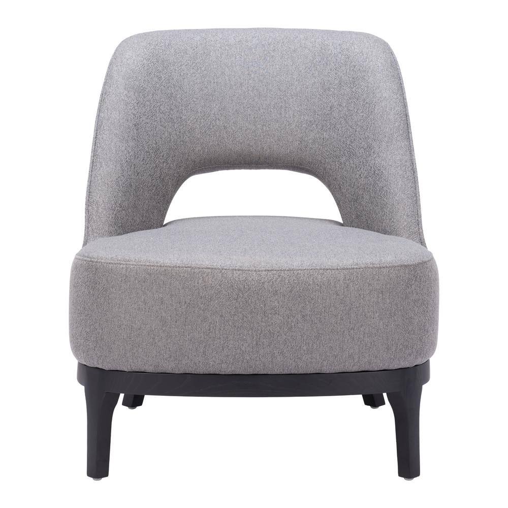 Gray Faux Leather Barrel Accent Chair with Metal Base