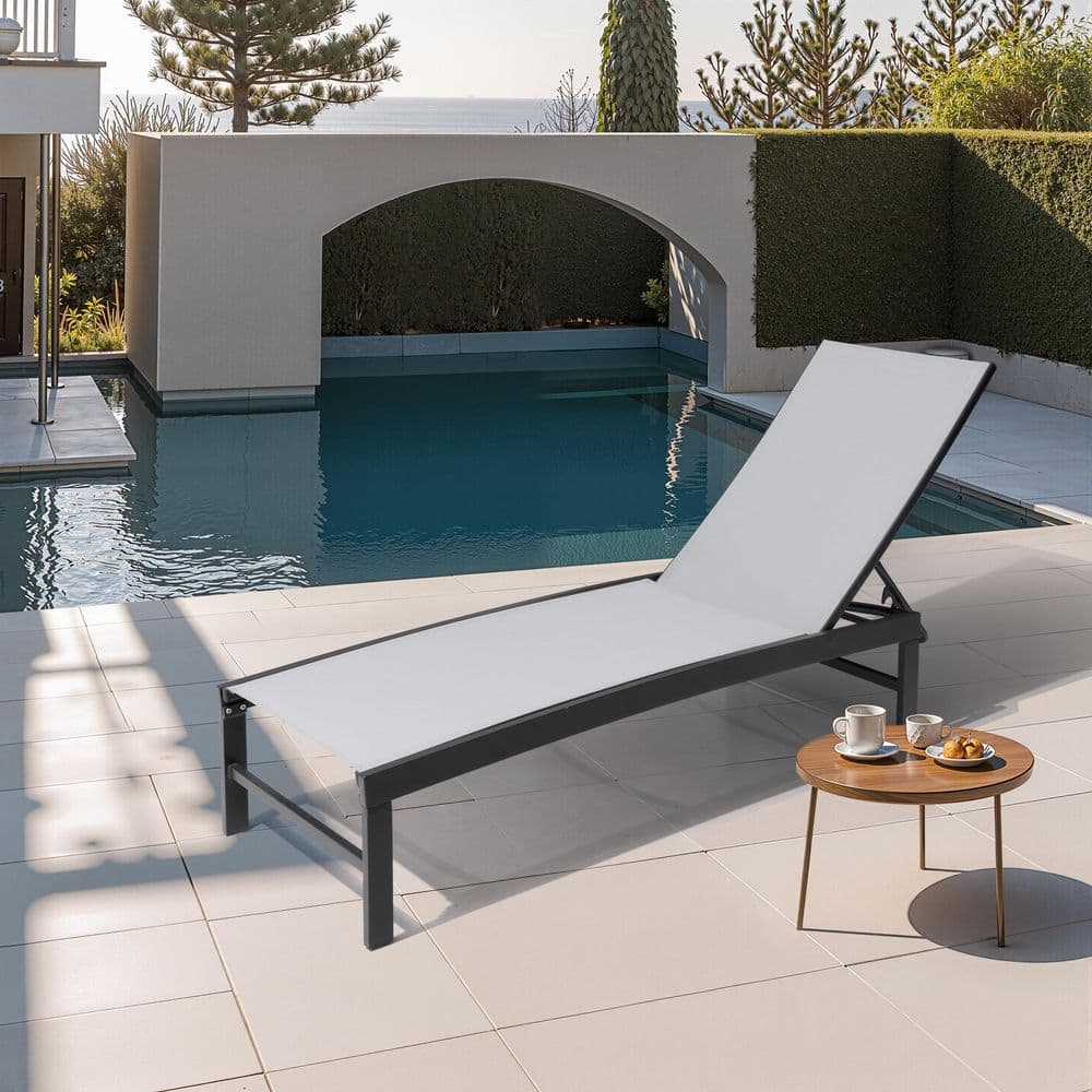 Metal Outdoor Patio Adjustable Chaise Lounge Chairs in Light Gray price history on PriceWatchPro