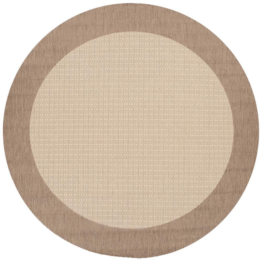 Recife Checkered Field 7'6" Round Indoor/Outdoor Rug in Natural-Cocoa