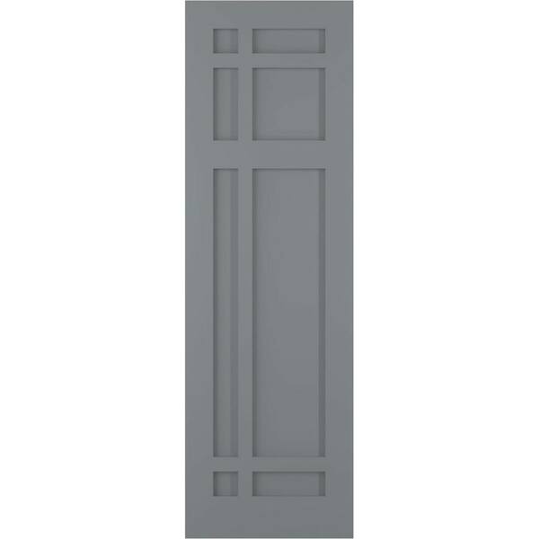 Ekena Millwork 15 in. x 42 in. True Fit Flat Panel PVC San Juan Capistrano Mission Style Fixed Mount Shutters Pair in Ocean Swell