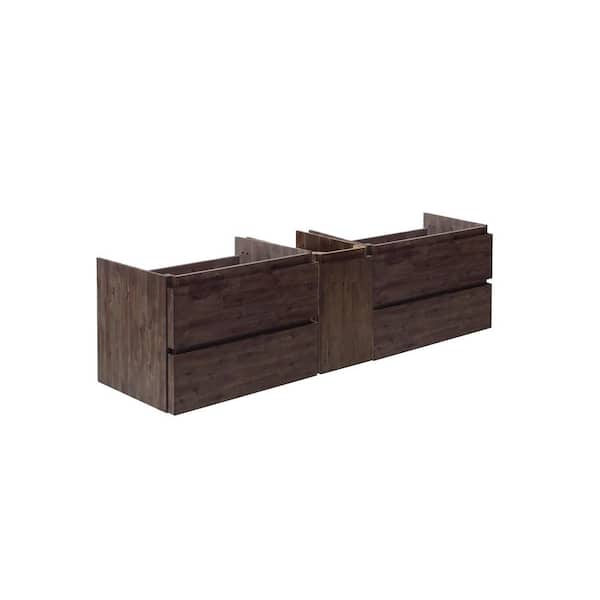 Fresca Formosa 70 in. Wall Mount Floating Double Bath Vanity Cabinet without Top in Acacia
