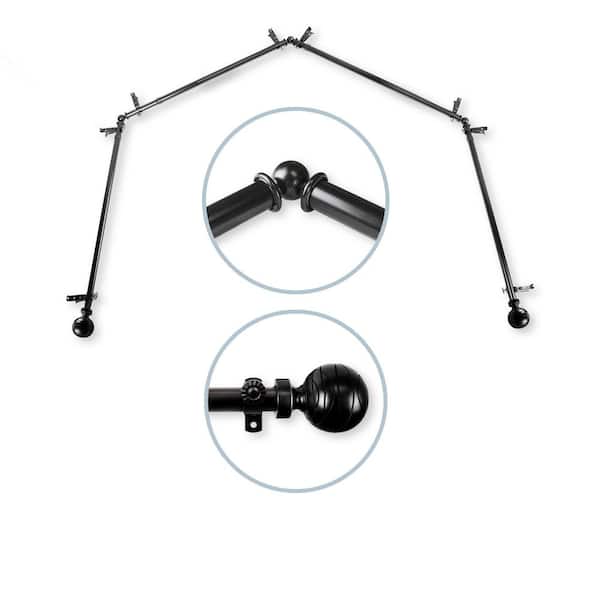 Rod Desyne Arman 4-Sided 13/16 in. Dia Bay Window Single Curtain Rod in Black