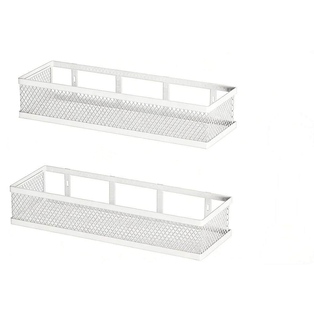Whatseaso 14.17 in. 4-Pack Metal Wall Mount Spice Rack in White WJ16RXV ...