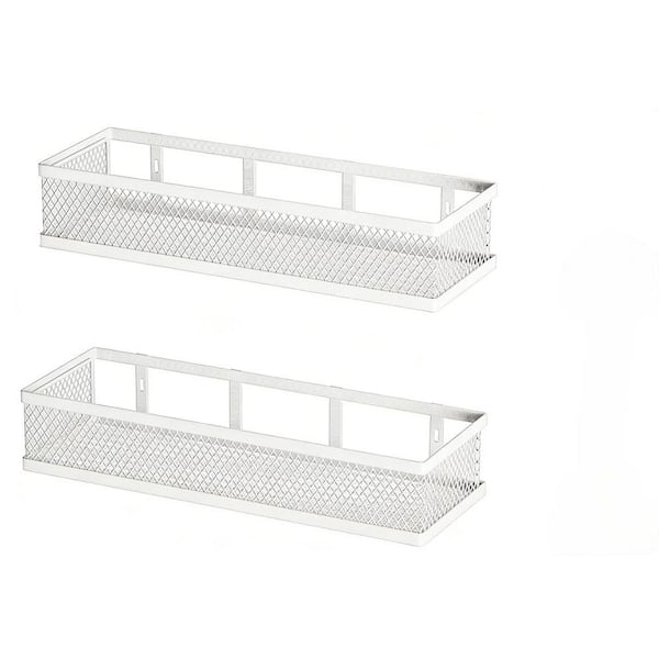 14.17 in. 4-Pack Metal Wall Mount Spice Rack in White