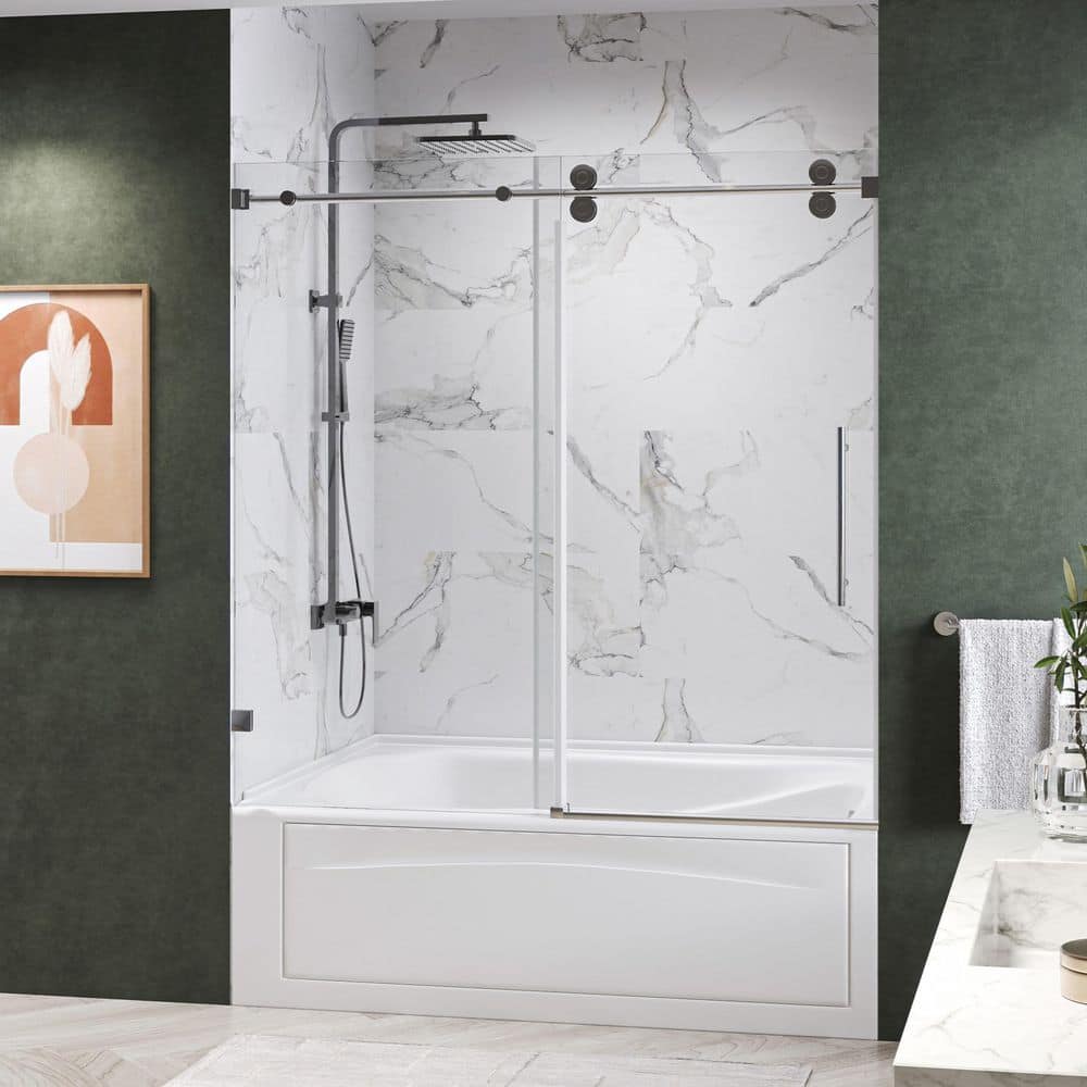 KWRAD 60 in. W x 66 in. H Single Sliding Frameless Tub Door in Chrome with 3/8 in. Clear Glass price history on PriceWatchPro