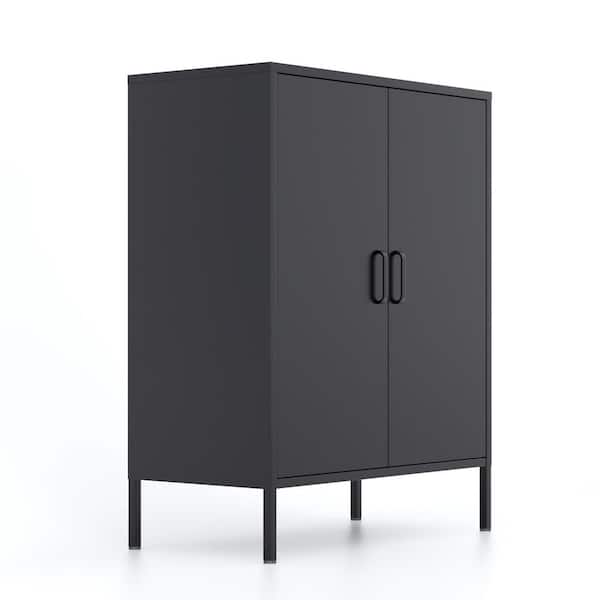 Unbranded 31.5 in. W x 15.75 in. D x 39.96 in. H Bathroom Black Linen Cabinet