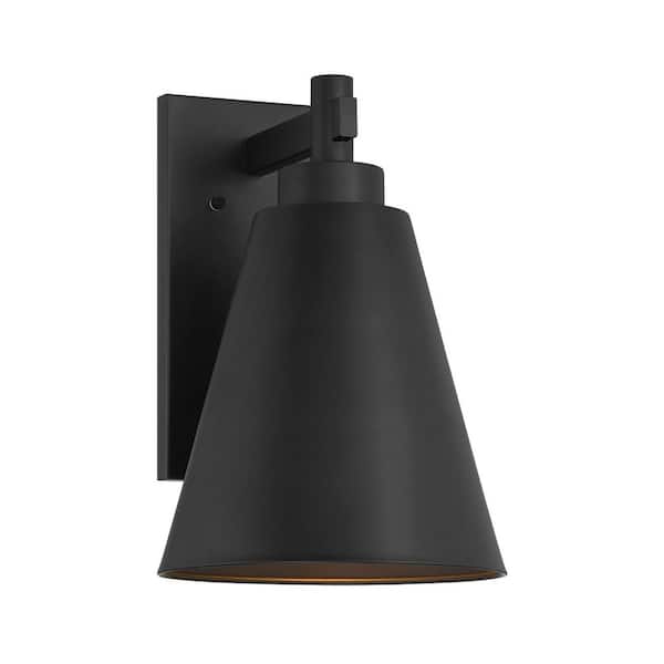 Ryder 15 in. Matte Black Modern Farmhouse Outdoor Hardwired Wall Lantern Sconce with No Bulb Included