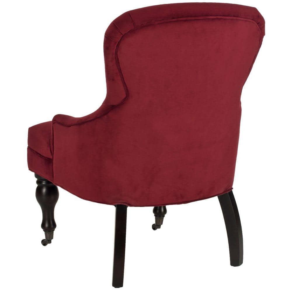 Elegant Red Velvet Contemporary Accent Chair with Curved Spindle Legs