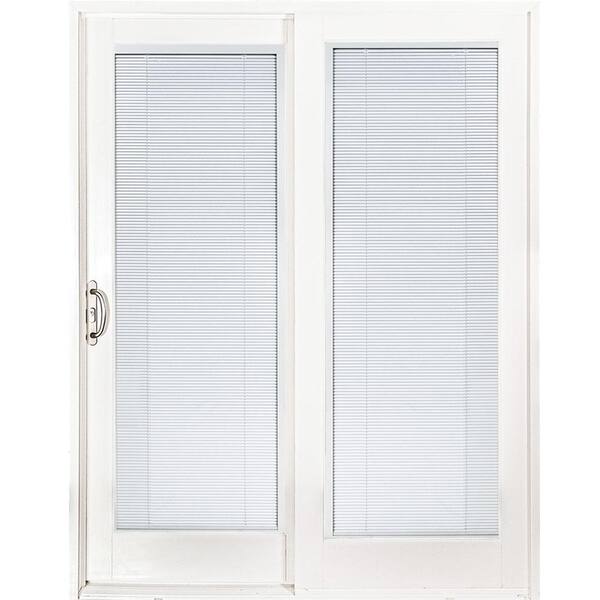 Mp Doors 60 In X 80 Smooth White Left Hand Composite Sliding Patio Door With Low E Built Blinds G5068l002wle The Home Depot Left Hand Composite Sliding Patio Door, Home Depot Patio Door Blinds