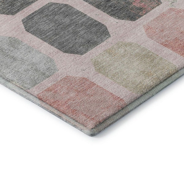 Mayfield Premium Machine Washable Abstract AMF1950 Blush 5 ft. x 7 ft. 6 in. Area Rug