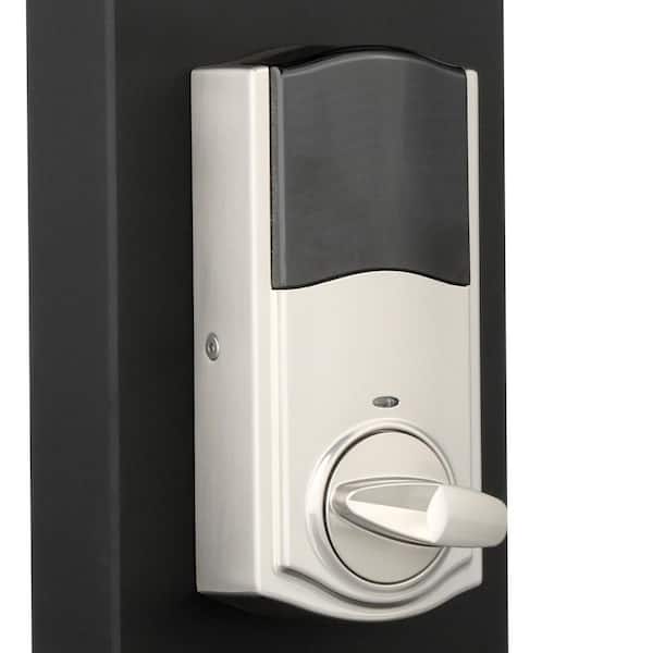 Z-Wave SmartCode Touchscreen Satin Nickel Single Cylinder Electronic Deadbolt featuring Tustin Hall/Closet Lever