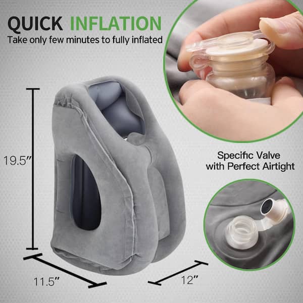 🔥 Large Travel Camping Pillow Head Rest Inflatable Cushion Rectangle  Comfort