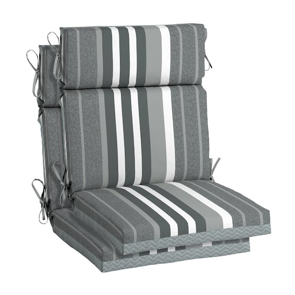 Hampton Bay DriWeave 21.5 x 44 Petersburg Stripe High Back Outdoor Chair Cushion (2-Pack)