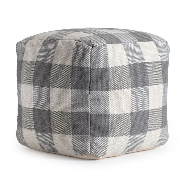 Cloudy Sky 20 in. x 20 in. x 20 in. Ivory and Gray Pouf