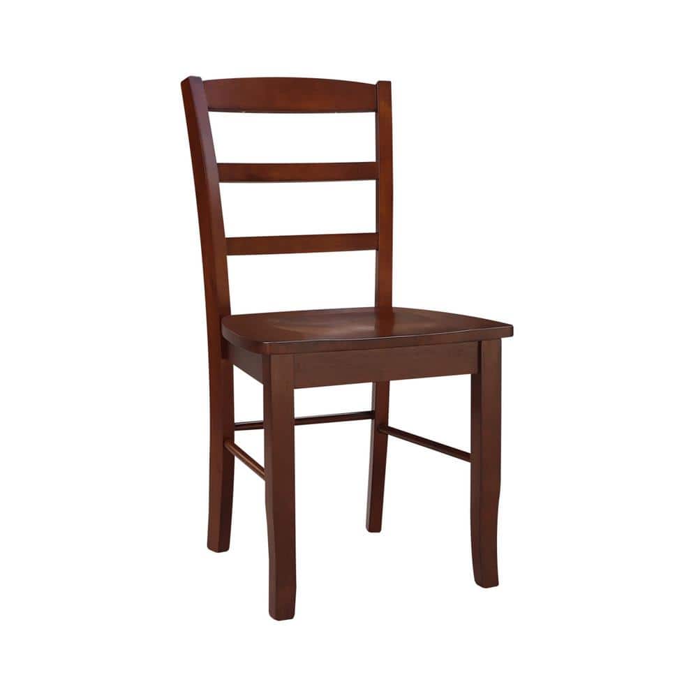 Espresso High Slat Solid Wood Ladderback Side Chair Set