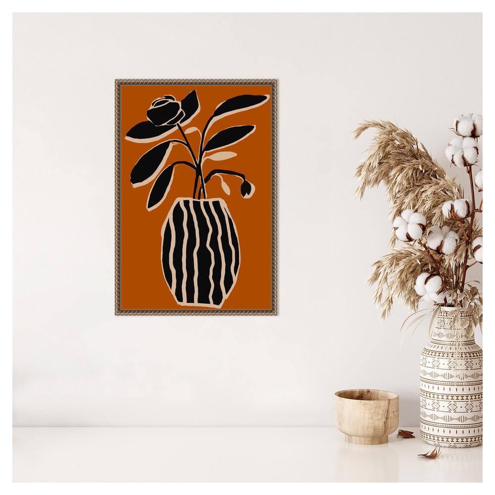 Ochre Still Life No 5 Abstract Canvas Art with Bronze Frame