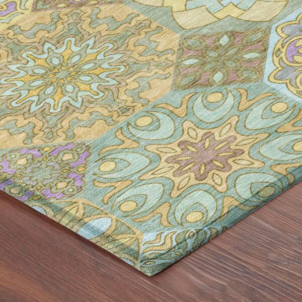 Chantille Machine Washable Indoor/Outdoor Abstract ACN2729 Gold 3 ft. x 4 ft. Area Rug