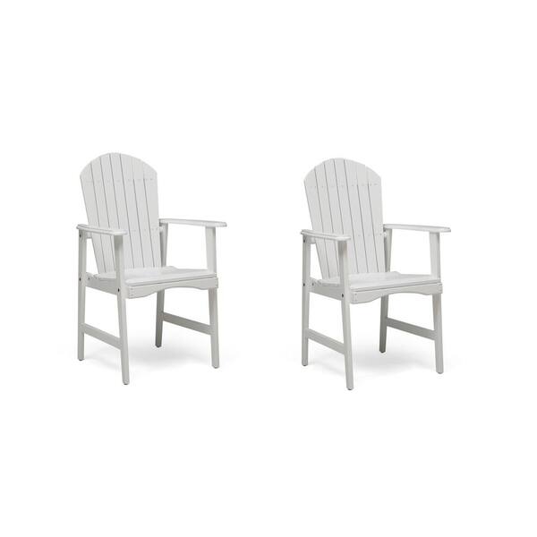 Tidoin White Wood Outdoor Dining Chair in White (Set of 2) BaiYDW1