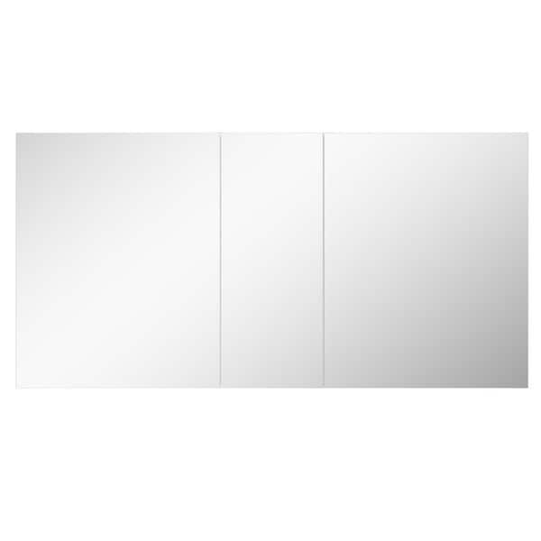 60 in. W x 30 in. H Rectangular Frameless Aluminum Medicine Cabinet with Mirror and Soft-Close Hinges