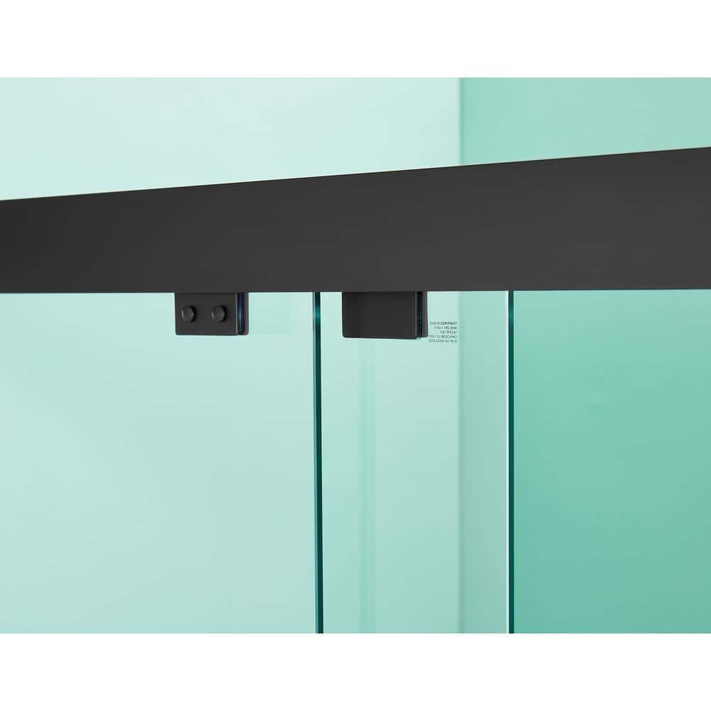 60" Matte Black Aluminum Framed Double Sliding Shower Door