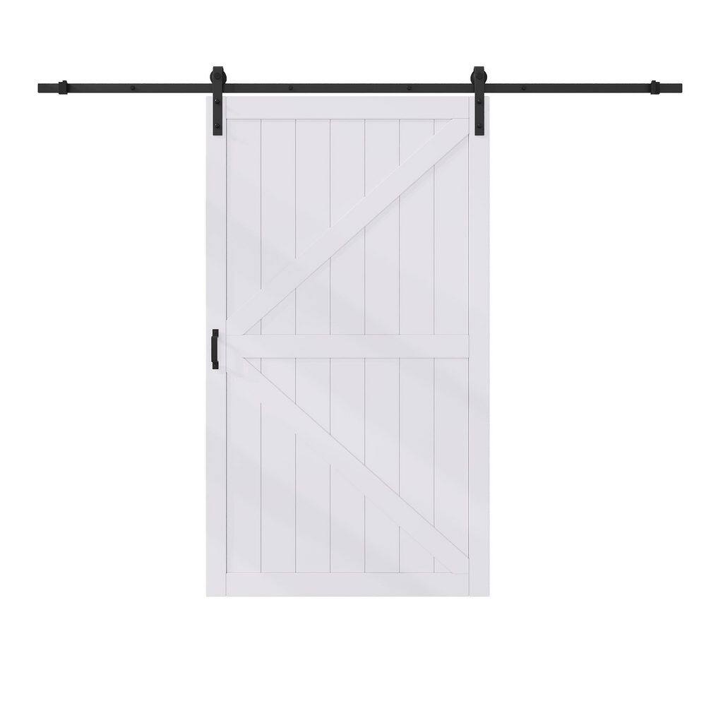 48 in. x 84 in. 1 Panel K-Bar White Primed MDF Pre-Drilled Interior Sliding Barn Door with Hardware Kit and Soft Close price history on PriceWatchPro