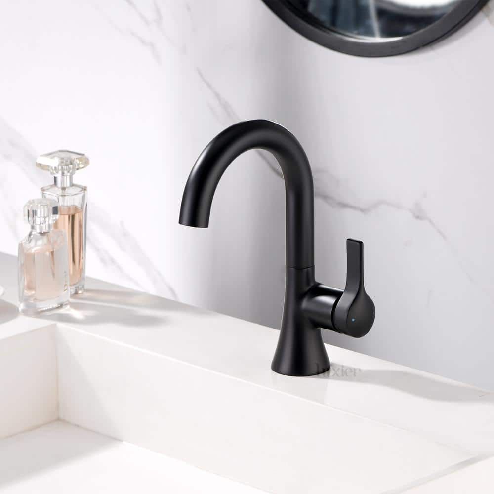 Matte Black Single Hole Bathroom Faucet with Drain Assembly