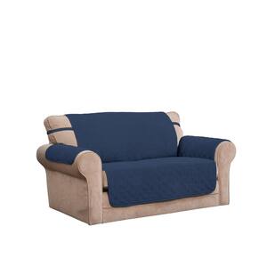 Ripple Plush Blue Polyester Secure Fit Sofa Slipcover