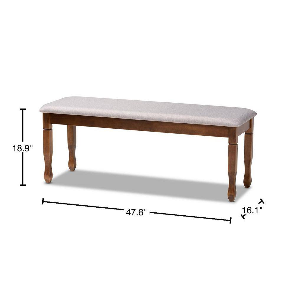 Corey 48'' Gray Fabric and Walnut Wood Classic Dining Bench