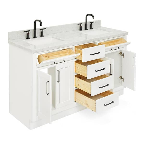 Merax, White 36 Inch Bathroom Vanity with Sink Set Combo, Storage Cabinet  with Doors and Drawers, Ceramic Basin Top