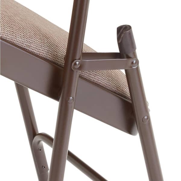 National Public Seating 2207 Brown Fabric Padded Seat Stackable Folding Chair (Set of 4) - 3