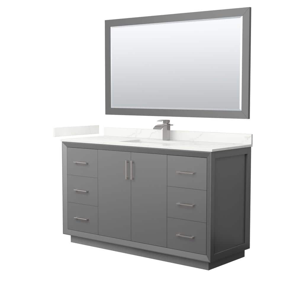 Strada 60 in. W x 22 in. D x 35 in. H Single Bath Vanity in Dark Gray with Giotto Quartz Top and 58 in. Mirror price history on PriceWatchPro