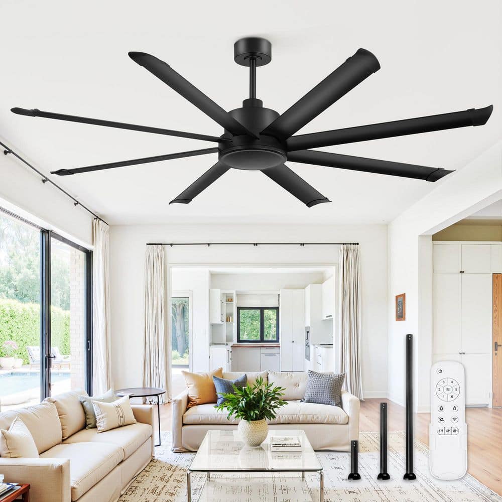 HINNIXY 72 Inch Black Large Industrial Ceiling Fan with remote