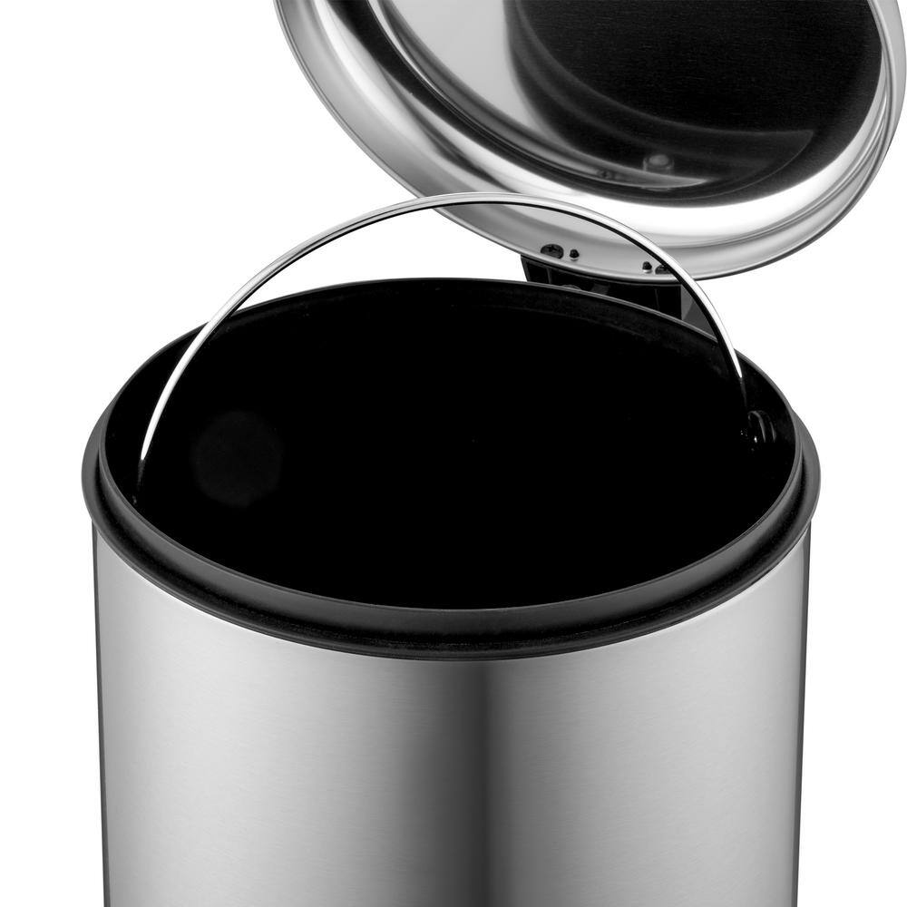 Compact Stainless Steel 1.6 Gallon Step-On Trash Can Set