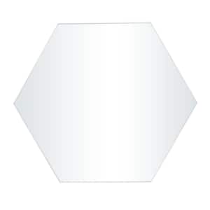 35 in. x 40 in. Hexagon Geometric Framed White Wall Mirror with Thin Minimalistic Frame
