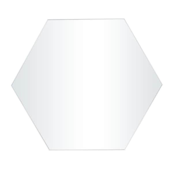 Litton Lane 35 in. x 40 in. Hexagon Geometric Framed White Wall Mirror with Thin Minimalistic Frame