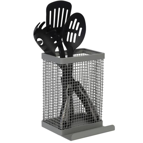 Kitchen Details Industrial Tablet and Utensil Holder in Grey
