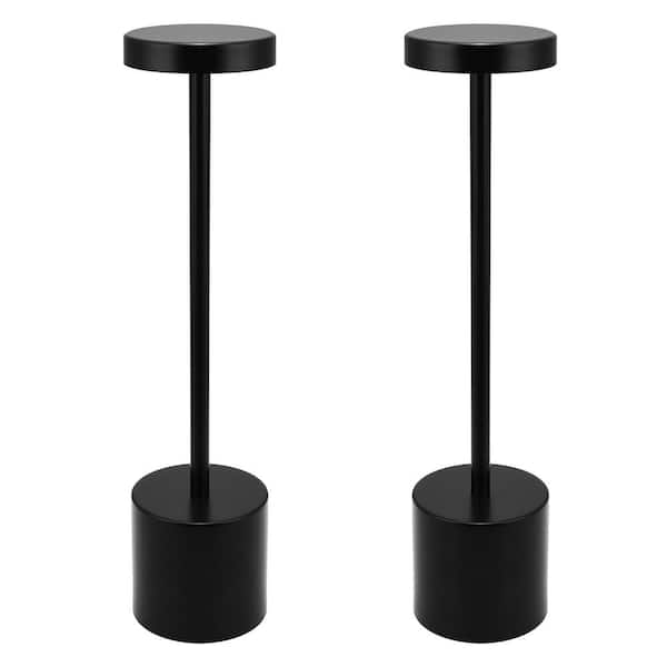 Briignite Series 13.4 in. Black Modern Rechargeable Integrated LED Table Lamp for Living Room with Shade and USB Port