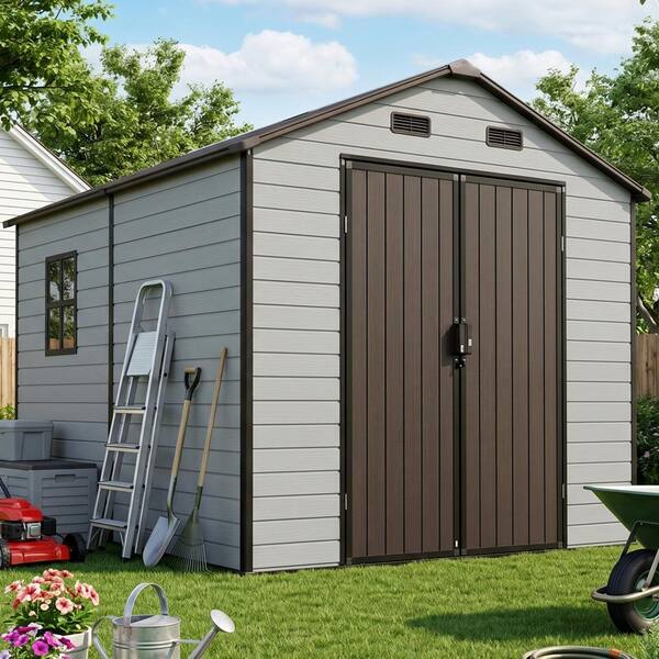 ToolCat 8x8 ft Outdoor Resin Storage Shed with Floor, Aluminum