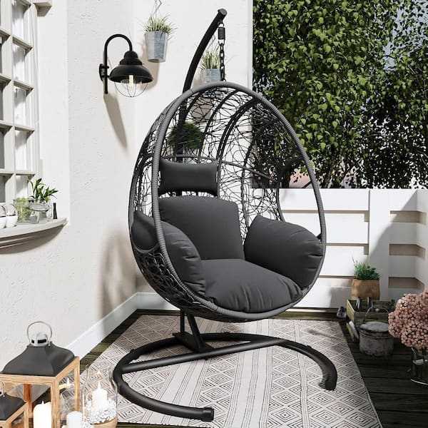 Nest Circle Chair 一人掛けチェア　グレー　NS-537GY AUTMOON Swing Egg Chair Bird Nest Cage Chair with Stand, Oversized