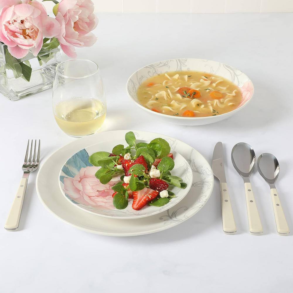 White Ceramic Floral 12-Piece Dinnerware Set