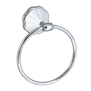 FLORA Towel Ring in White Porcelain and Polished Chrome