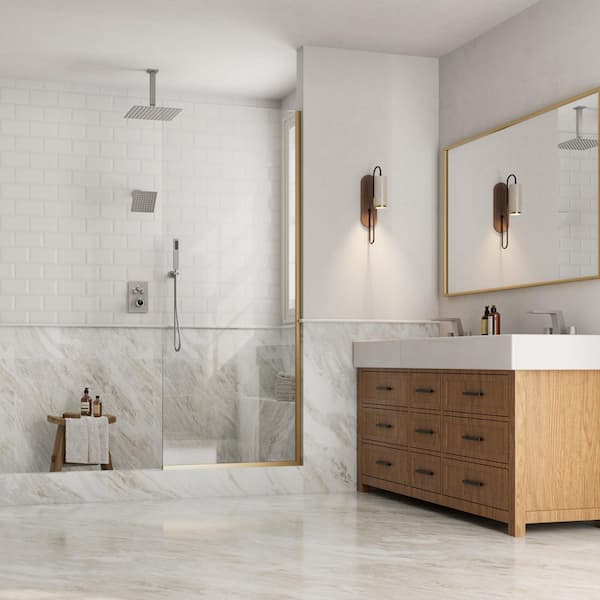 His and Hers Showers 7-Spray 12 in. Thermostatic Cartridge Wall Bar Shower Kit in Brushed Nickel Valve Included