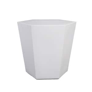 24 in. Porcelain White Hexagon Magnesium Oxide Concrete Outdoor Patio Coffee Table, Side Table