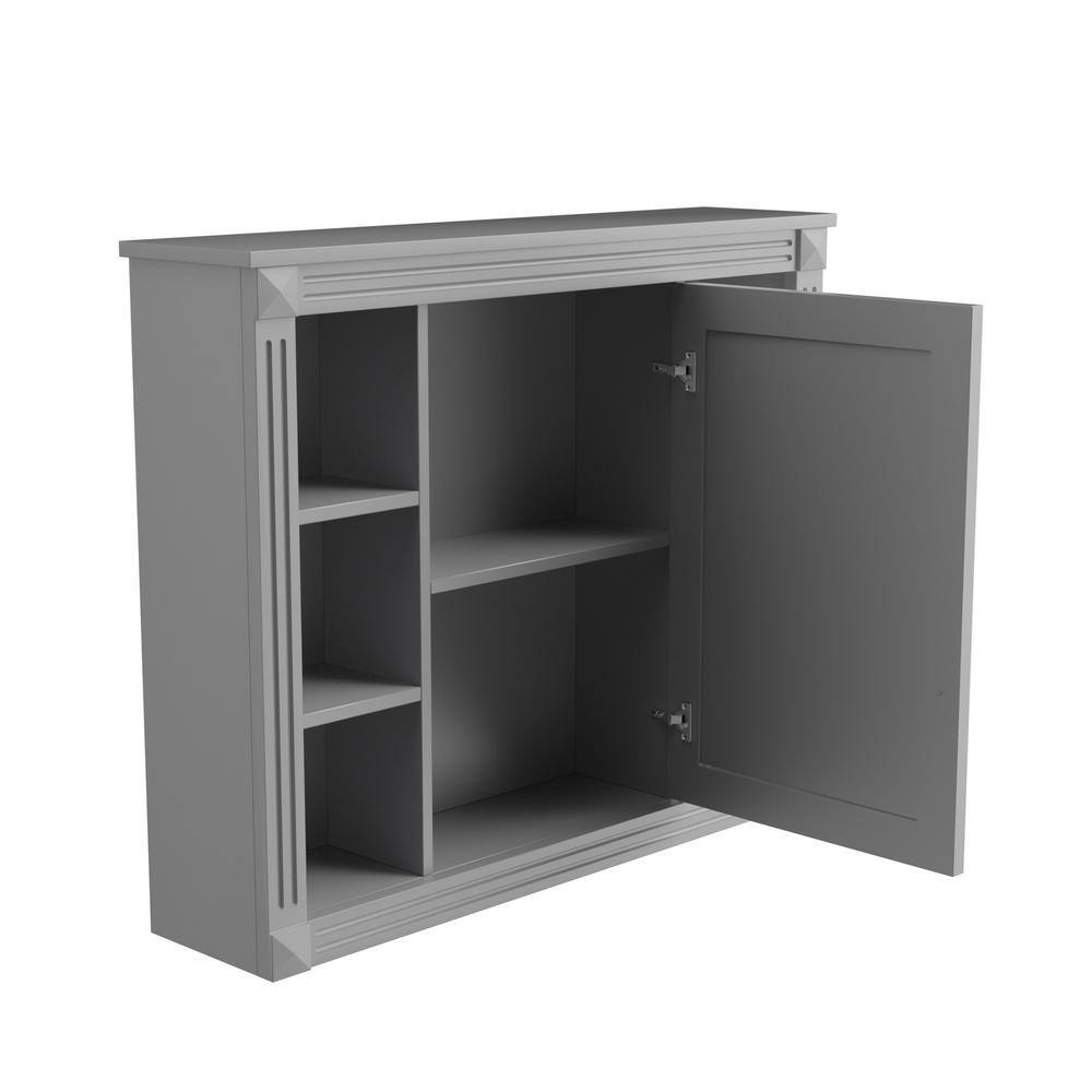 35 in. W x 28 in. H Gray Wood Framed Rectangular Wall Mount/Recessed Bathro
