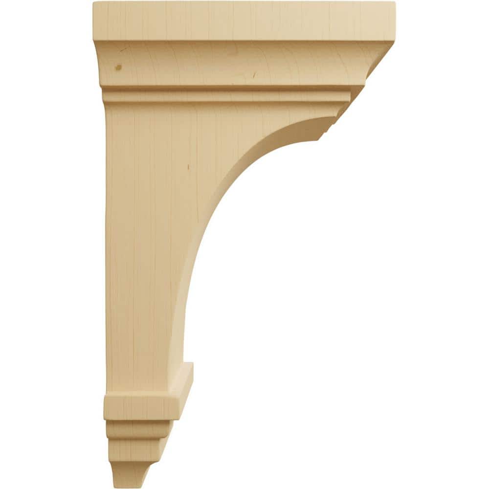 Alder Medium Hand-Carved Wood Corbel, 10" x 5"