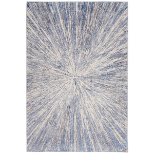 Silky Textures Blue/Grey 4 ft. x 6 ft. Abstract Contemporary Area Rug