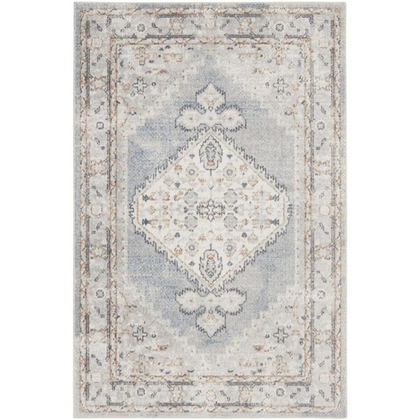 Light Blue 3 ft. x 5 ft. Oriental Area Rug
