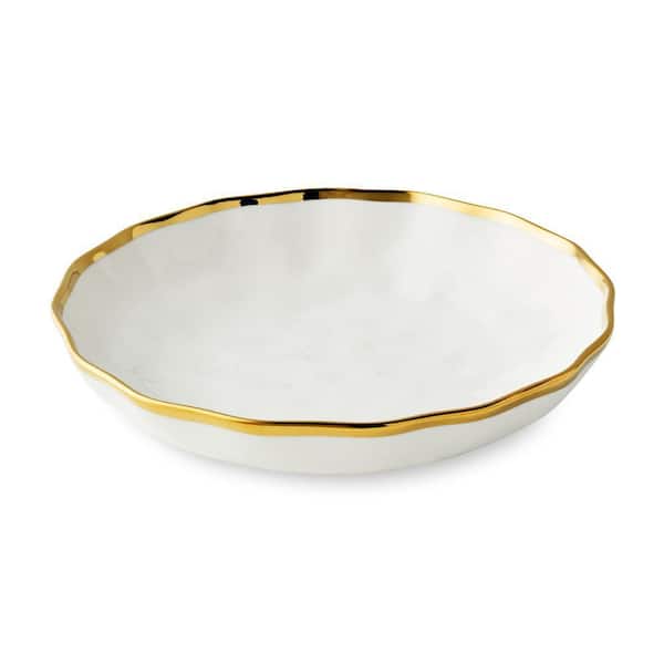 Certified International 36 fl. oz. White and Gold Regency Porcelain Soup Bowl (Set of 4)