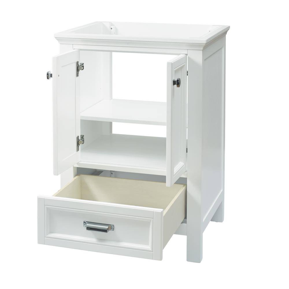 Brantley 24 Inch White Painted Bathroom Vanity with Chrome Hardware